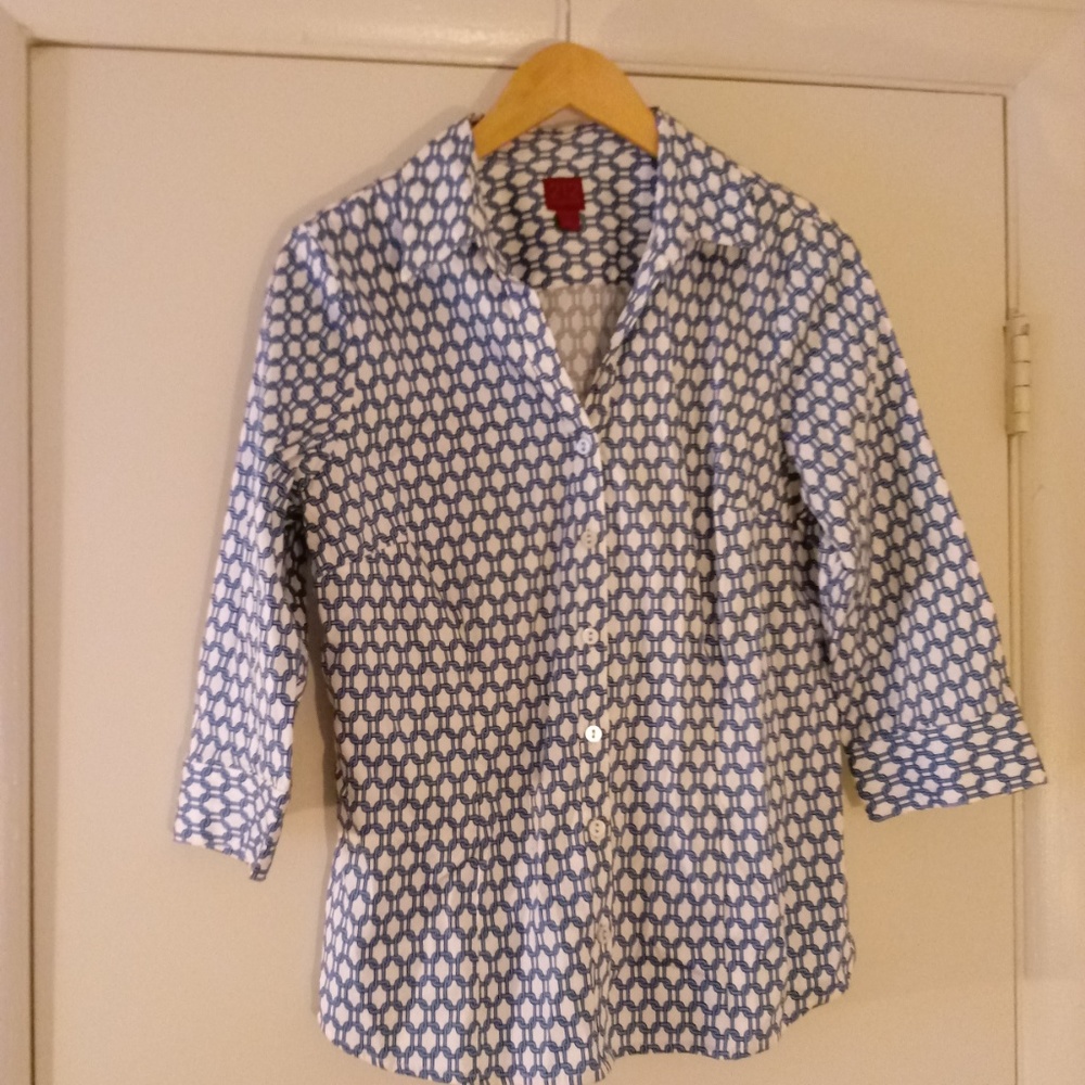 212 Collection Button Down Chain Link Blouse Size